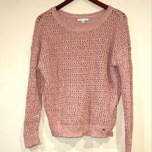 American eagle outfitters dusty rose crochet knit sweater top size Large